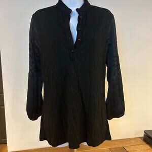 FINE GARMENTS BY BELL Large Black 1/4 Crushed Crystal Button 100% Silk Sleeve